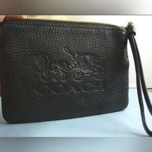 Coach Embossed Black Wristlet